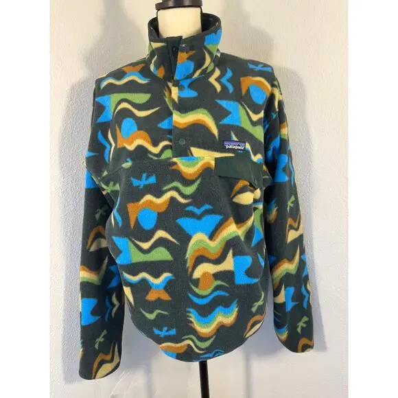 Patagonia Synchilla Arctic Collage Northern Green Fleece Pullover M - Picture 7 of 15